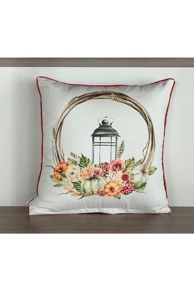 KIRLENTİM E747 Patterned Throw Pillow Cover with Bias on the Edges and Double Sides