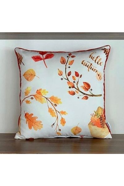KIRLENTİM E745 Patterned Throw Pillow Cover with Bias on the Edges and Double Sides