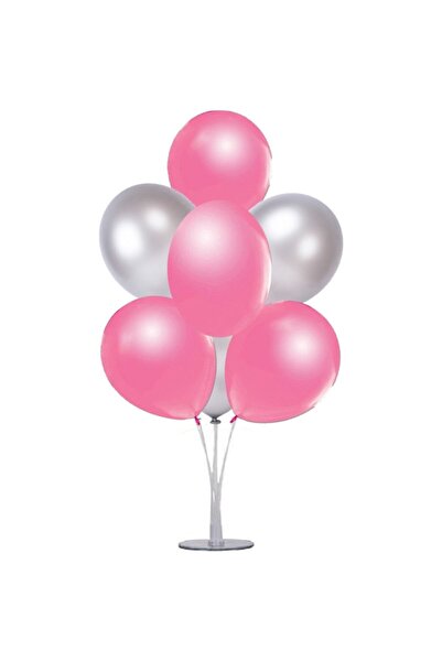 Vip-Aksesuar Metallic Balloon Pink - Silver Gray 25 Pieces