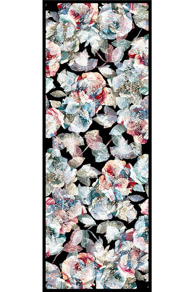 19V69 ITALIA Șal Roșu Claret Petrol Negru Motiv Floral Seria Elegante cu Umeraș pentru Fular 75x200 Cm