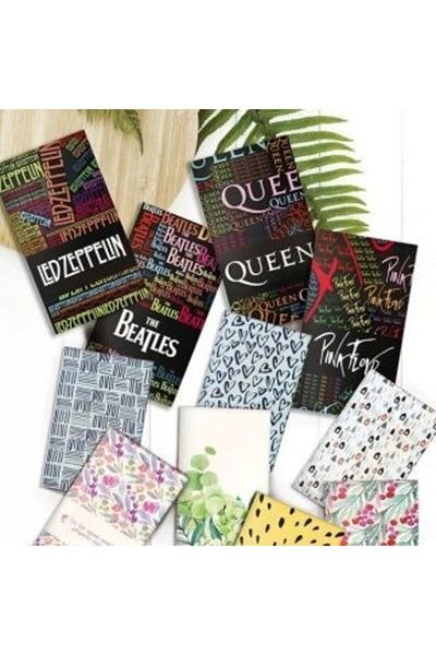 Lilamor Legendary Rock Bands Notepads 9x16 32 Sheets Ruled