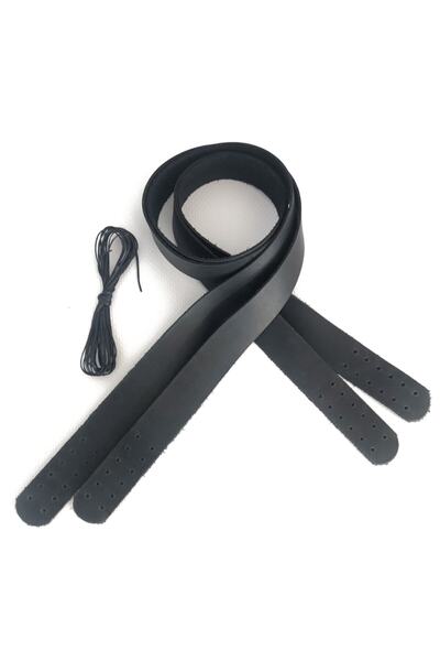 alfa tasarım atölyesi Hakiki Deri Dikilebilir Çanta Sapı (ÇİFT/75 CM) - Siyah...
