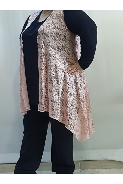 Mertcan Butik Dried Rose Loose Lace Vest