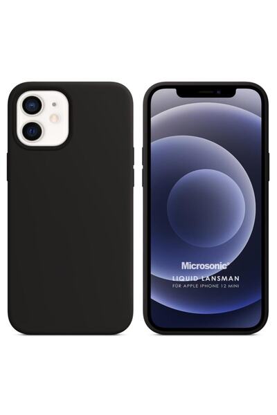 Microsonic Iphone 12 Mini Uyumlu Kılıf Liquid Lansman Silikon Siyah
