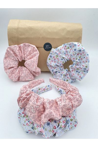 White Alamode Set de catarame cu coroană florală albastră și roz din colecția specială de toamnă