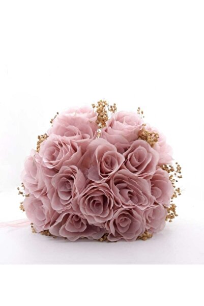 Merveparti Pembe Güllü Gelin Buketi ve Damat Yaka Çiçeği Gelinbuketi Gelincicegi