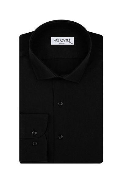 SÜVARİ Мъжка риза Slim Fit Black