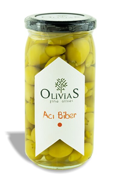 Olivias Fine Olives Acı Biber Dolgulu - Acı Biberli Yeşil Zeytin 370 Cc (200-220 GR)