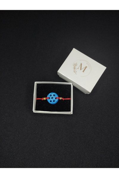 Morey Red String Macrame Braided Handmade Syriac Evil Eye Bead Bracelet