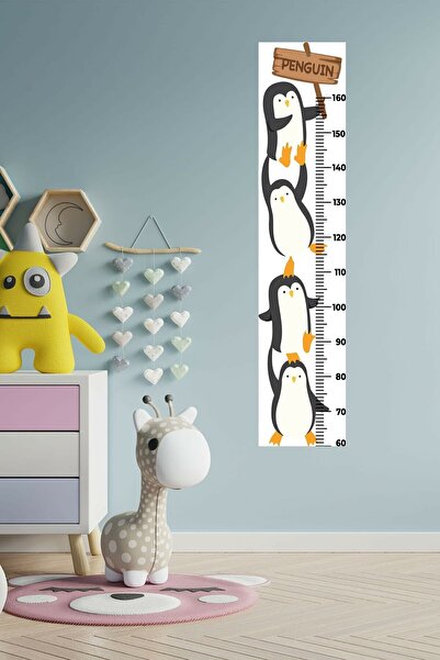 Echo Home Sevimli Penguenler Boy Ölçme Ölçüm Cetveli Duvar Sticker