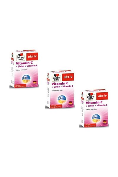 4moms Doppelherz Aktiv Vitamin C + Zinc + Vitamin E 40 Tablets 3 Pack