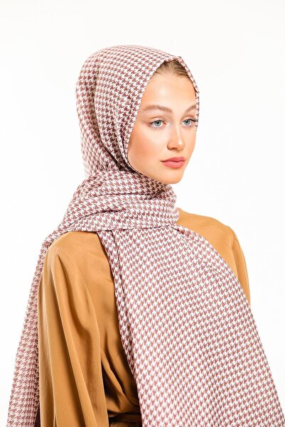 19V69 ITALIA Dark Brown Shawl Houndstooth Pattern Pavia Series with Scarf Hanger and Gift Set 90x200 Cm