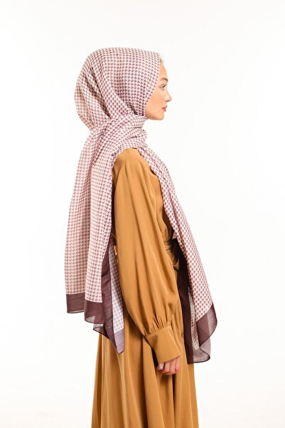 19V69 ITALIA Dark Brown Shawl Houndstooth Pattern Pavia Series with Scarf Hanger and Gift Set 90x200 Cm