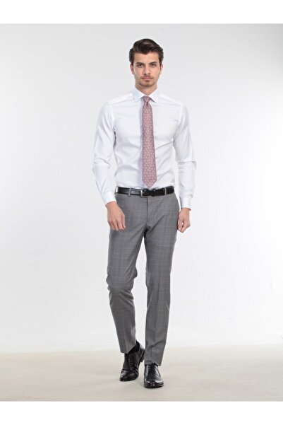 Kip Λευκό μονόχρωμο υφαντό κλασικό πουκάμισο 100% βαμβάκι