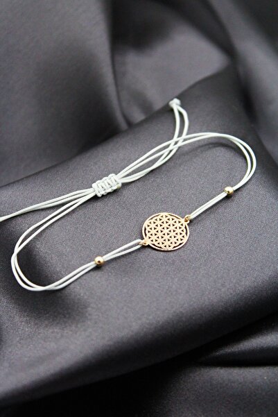 Silver And Silver Kadın Rose Yaşam Çiçeği Gri Makrome Örgü Bileklik