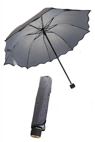 DZC KUZENLER AVM Gri Yagmur Desenli Manuel Kadın Şemsiye
