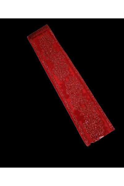 yokyokavm Kırmızı Şeritli Kırmızı Simli Desenli Gelin Beli Kemeri Gelin Kuşağ...