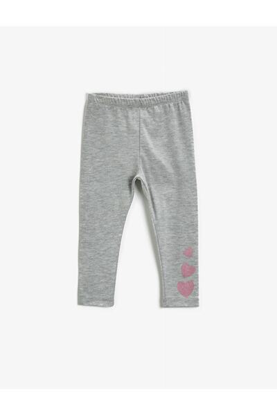 Koton Heart Printed Leggings with Elastic Waist