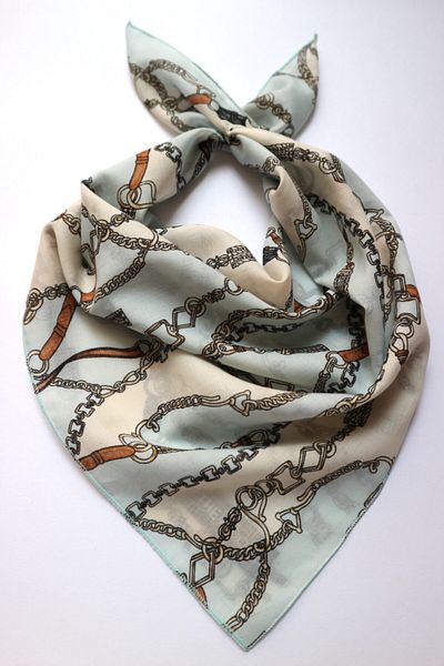 THE MOON Blue Cotton Scarf with Bond Belt and Chain Pattern