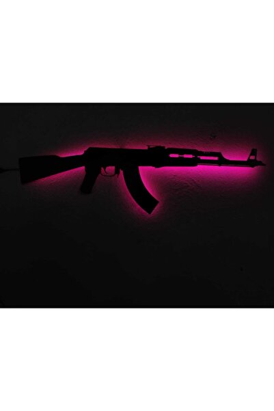 dekoraven Ak-47 Silah Led Işıklı Ahşap Tablo