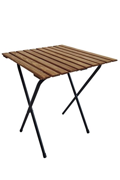 bodygym Ahşap 50x50 Katlanır Masa  2 Adet Katlanır Sandalye Kamp Seti Bahçe Balkon Takımı