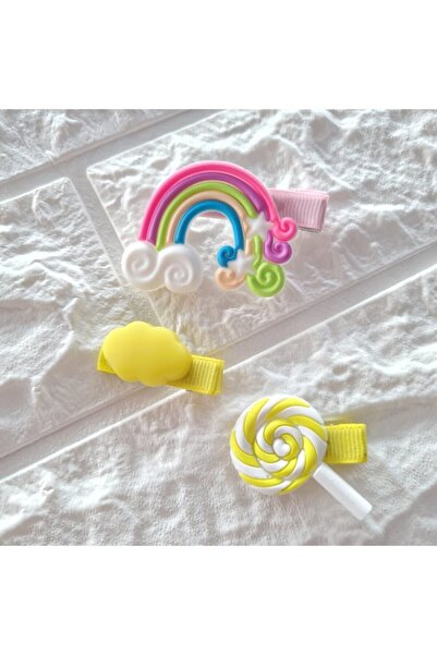 Luckylovelykids Baby Girl's Baby Yellow Tones Rainbow and Candy 3-Piece Buckl...