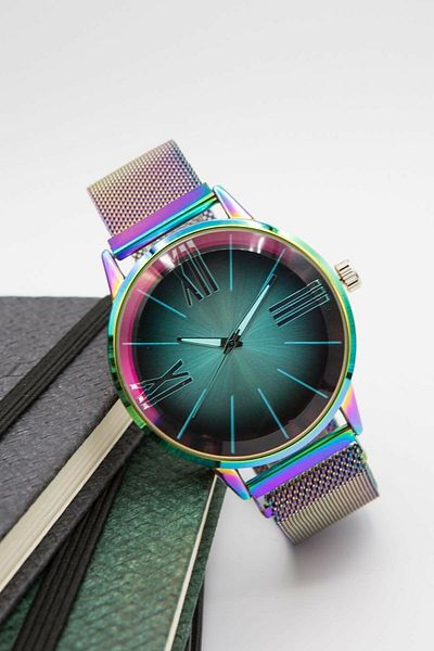 İSTLİV Mixed Color Straw Magnet Cord Colorful Glass Unisex Watch (the Case Is Large.)