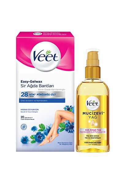 Veet Mucizevi Yağ - Çok Amaçlı Nemlendirici 100 Ml +  sir ağda Bandı Bacak & ...