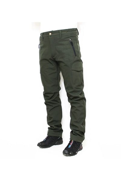 Mudwill Ανδρικό χακί Cargo Winter Softshell παντελόνι με τσέπες
