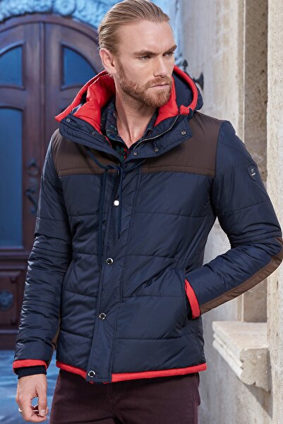 Mondo Lacivert Kapüşonlu Düz Şişme Mont