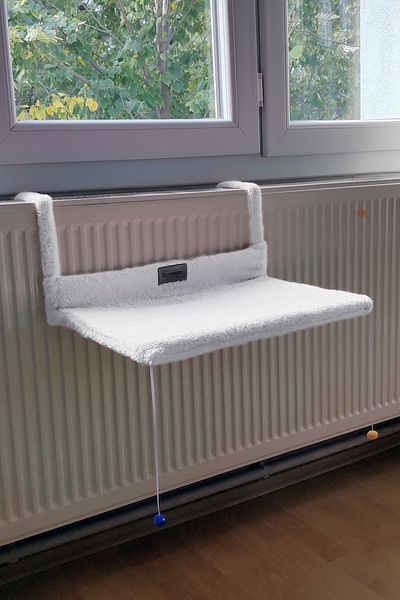 Bundera Cat Heating Bed White Radiator Honeycomb Mounted Hanger Polar Plush Cat Bed Hammock