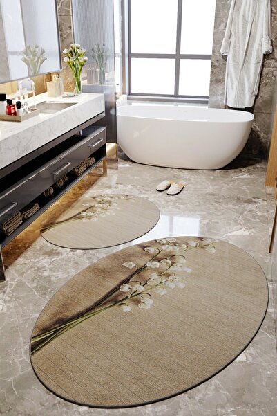 Resmiro Yıkanabilir 2'li Banyo Paspası Makine Paspası Kaydırmaz Taban Paspas
