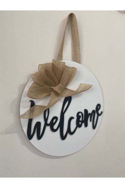 HOBİ55 Welcome Door Στολίδι Ξύλινο 30x30 2021-2