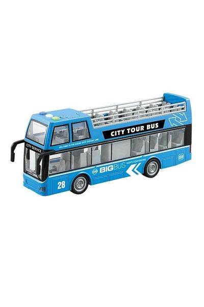 PopŞeker Sightseeing Bus 2-Storey Tour Bus with Lights and Sounds Doors Can Be Opened 1:16 Scale 28cm.