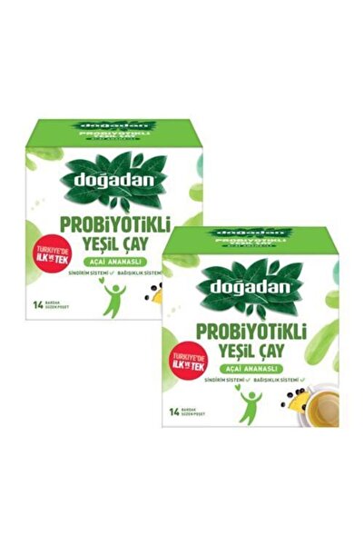 Doğadan بروبيوتيك شاي أخضر مع أكاي أناناس 14 قطعة × 2 قطعة