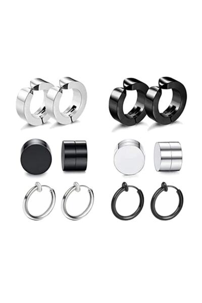 TakıConcept 6 Çift 12 Adet Deliksiz Sıkıştırma Mıknatıslı Küpe Seti