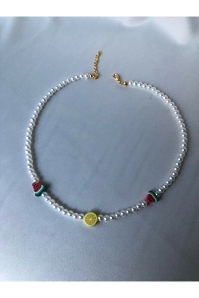 Karlay قلادة من اللؤلؤ بتفاصيل البطيخ والليمون