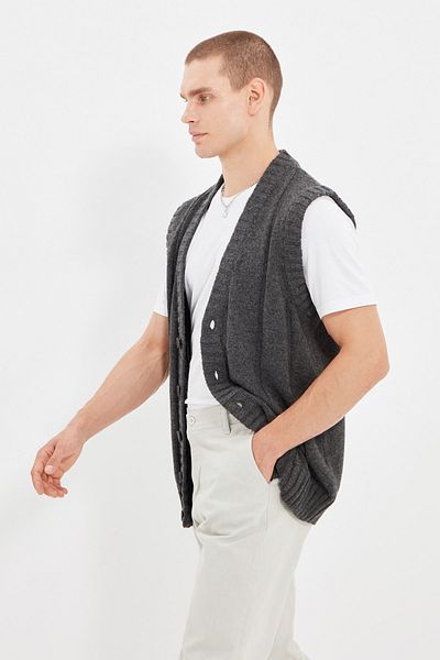 Trendyol Collection Жилет Regular Fit кольору антрацит TMNAW22YE0049