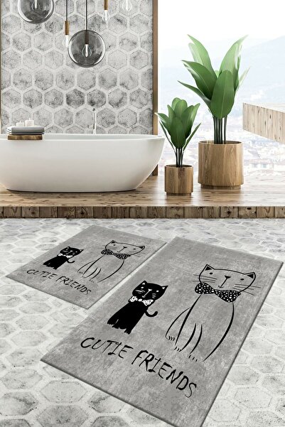 Resmiro Halı 2li Yıkanabilir Leke Tutmaz Kaymaz Tabanlı Klozet Takımı 50x60 C...