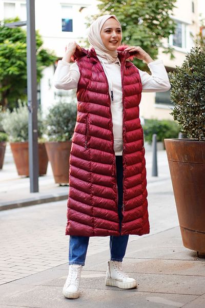 benguen 1701 Long Collar Fur Padded Vest