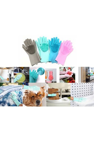 Çokuygunuz 1 Pair Silicone Dish - Vegetable Tile Car Washing Gloves Assortment
