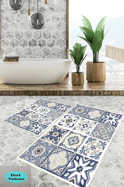 Resmiro 2 Li Set Banyo Klozet Takımı Kaymaz Taban Banyo Halısı Paspası Yıkana...