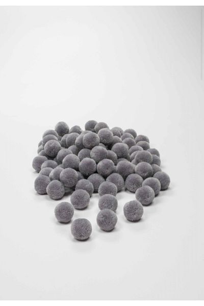 Yumuşakkeçe 20mm Gray Pompom Wool - Pack of 100