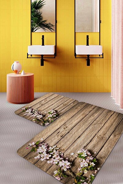 Resmiro Kahverengi Tahta Banyo Paspası