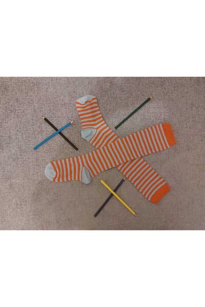 Mirayavm Сини чорапи до коляното с оранжеви ивици