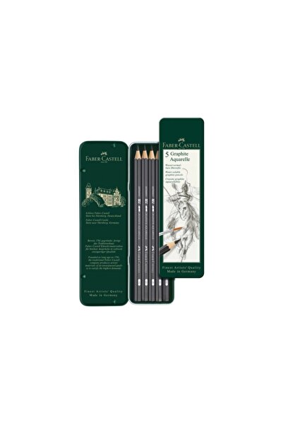 Faber Castell 5 Piece Metal Box (hb,2b,4b,6b,8b) Graphite Aquarelle