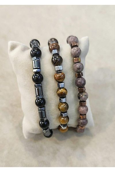 captiva Stell 3rd Set Natural Stone Men's Bracelet Set