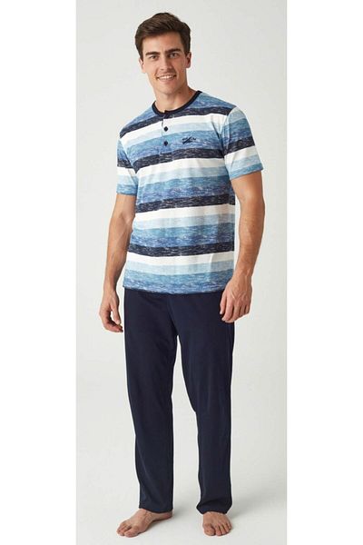 Mod Collection Men's Blue Navy Combed Cotton Pajama Set