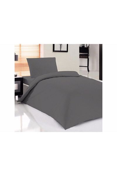 mer-tim ezberbozan ev tekstili Mer-tim Σετ Παπλωματοθήκη Single Cotton Ranforce Elastic 160x220 - Σκούρο Γκρι