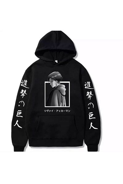 Köstebek Touz Attack On Titan Levi Sleeves με στάμπα (UNİSEX) Hoodie